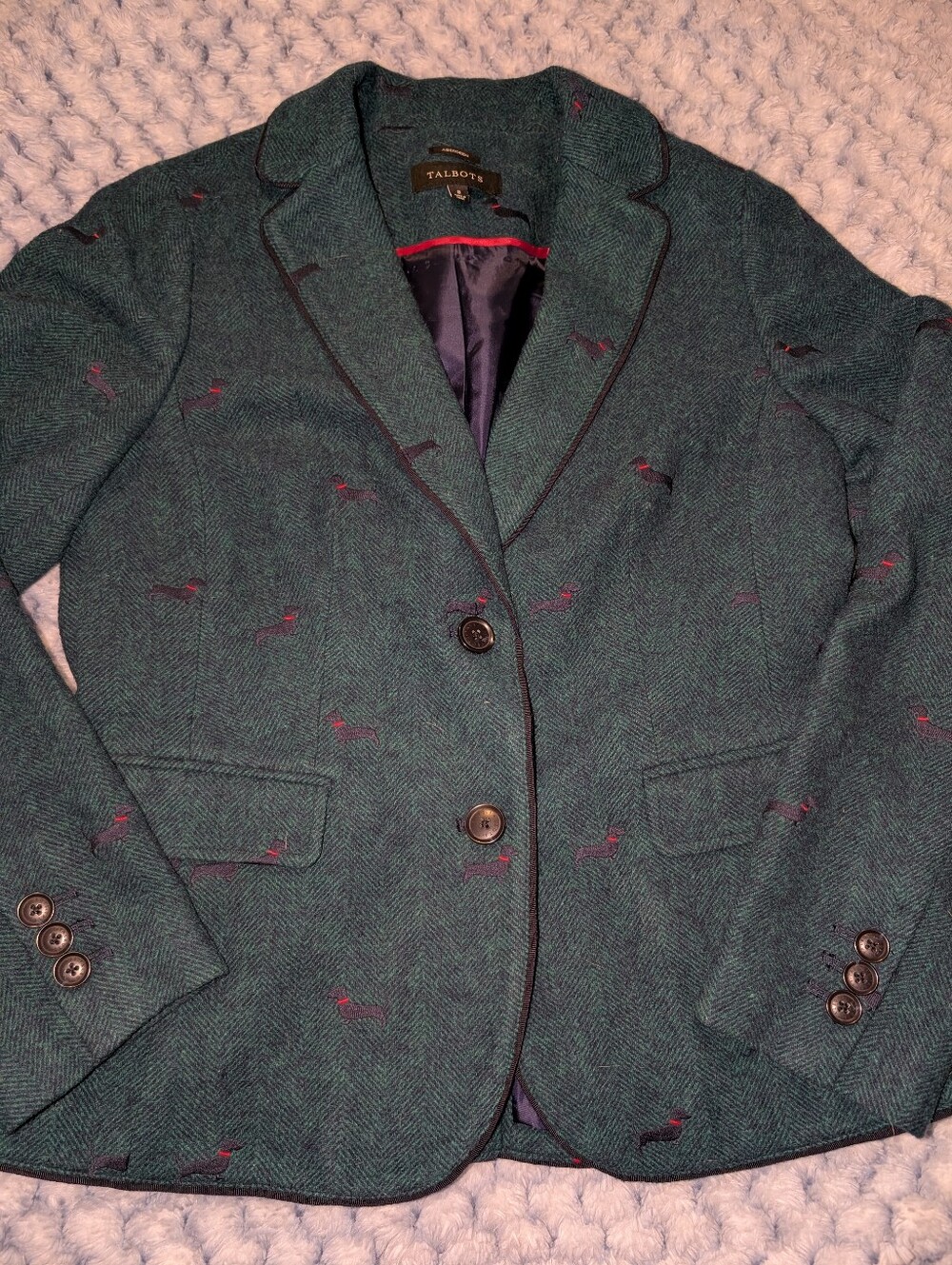 Talbots Aberdeen Wool Blend Herringbone Dachshund Blazer - Women’s Size 8